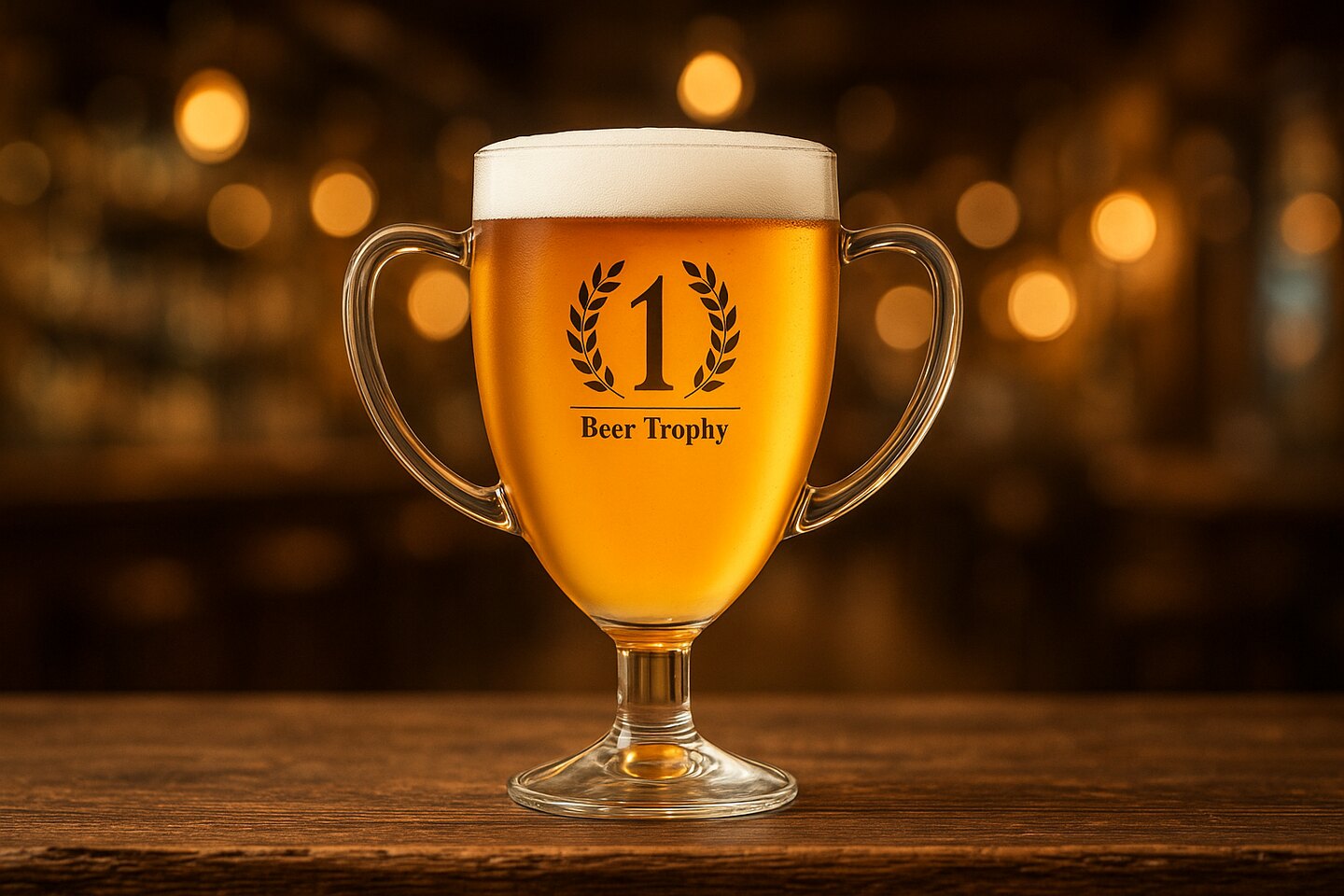 Bierglas in de vorm van een trofee